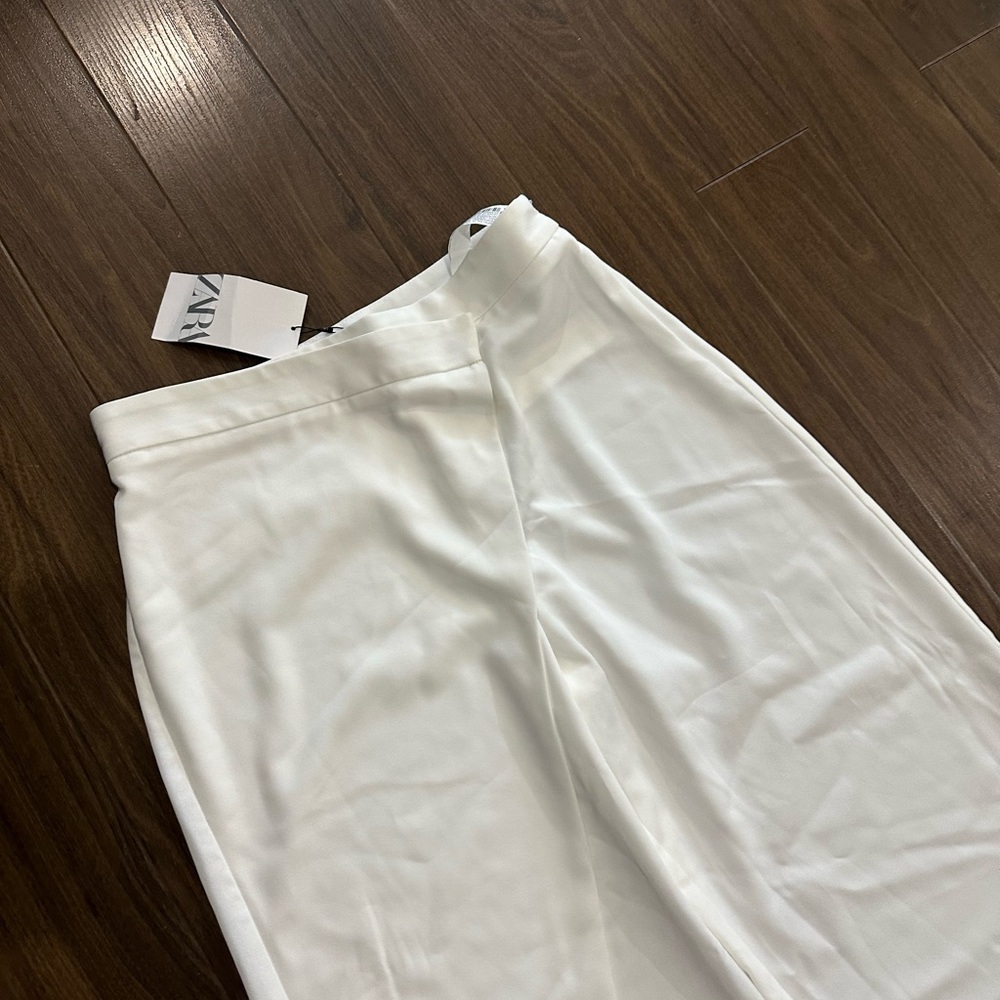 Zara White Wide-Leg Pants - Picture 3 of 5